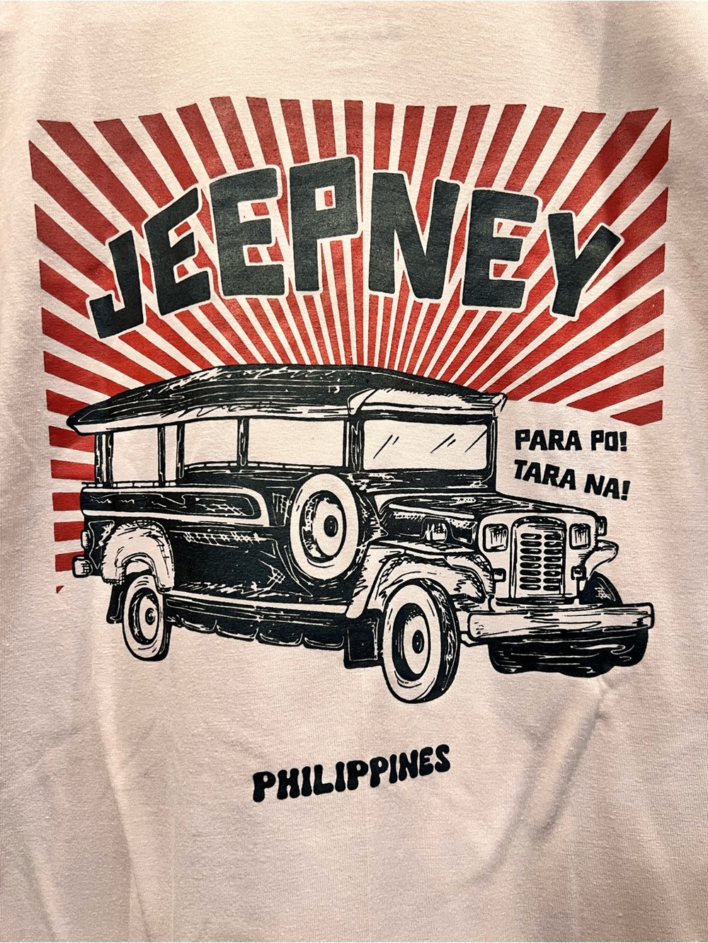 Kamisa by Kultura Philippines Jeepney Graphic T Shirt Beige Medium Embroidered